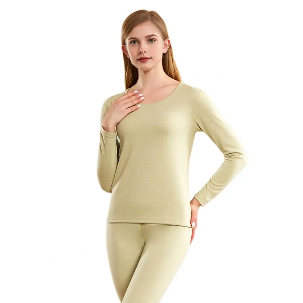 

Close-fitting Thermal Outfit Women's Winter Thermal Underwear Set 2 Pcs Round Neck Long Sleeve Warm Slim Fit Pajamas for Cold