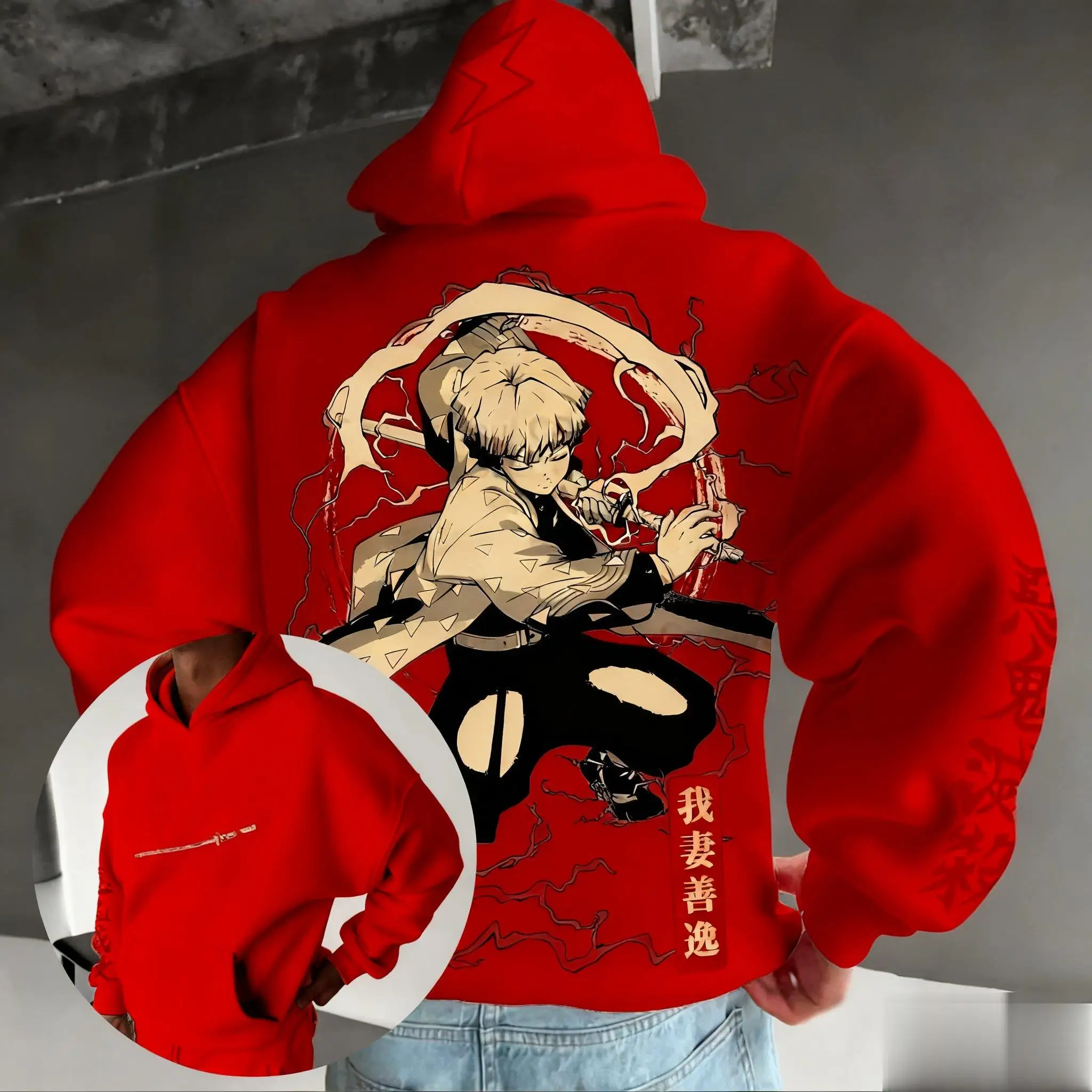 Sudadera con capucha de Anime Y2k de gran tamaño para hombre y mujer, jersey con estampado de Demon Slayer, ropa de calle informal para otoño e invierno, Tops Unisex 2025