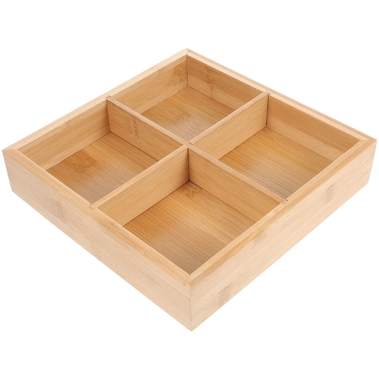 Bamboo Serving Tray with 6 Compartments Wood Food Dish for Fruits Vegetables Snacks Hot Pot Party Appetizers Dessert - view 4