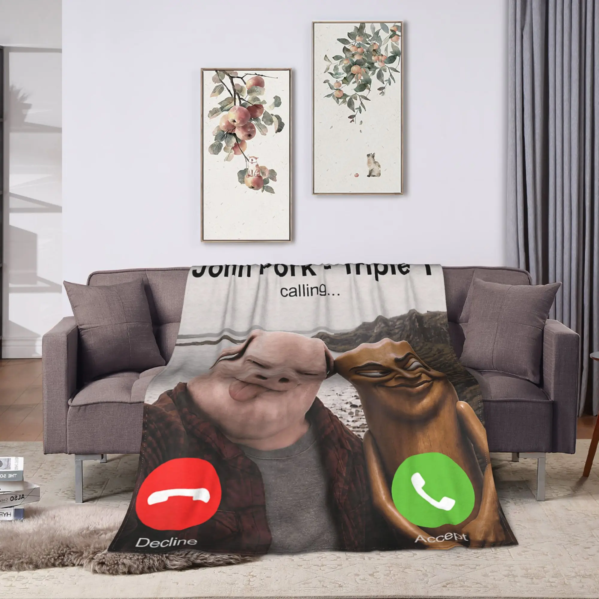 John Pork Triple T Calling Funny Viral Meme Brainrot Meme Blankets Comfortable  Throw Blanket Winter Girl Bedroom Bedspread