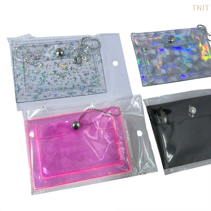 1 Stück Stern-Glitzer-Kartenhalter aus transparentem PVC, Mini-Münzbörse mit Perlenkette und Schlüsselanhänger für Ausweise, tägliche Aufbewahrung, Geschenk