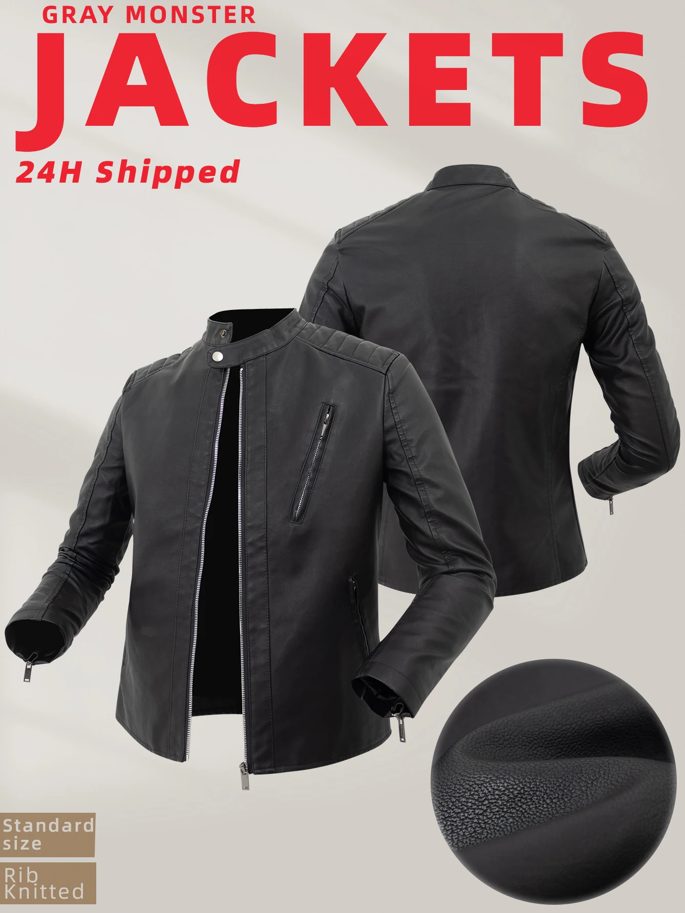 

Men’s Faux Leather Motorcycle Jackets Slim Classic Stylish Biker Bomber Jackets Vintage Racecar Coats for Spring&fall