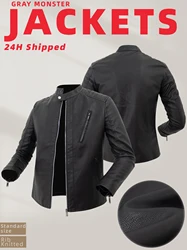 Men’s Faux Leather Motorcycle Jackets Slim Classic Stylish Biker Bomber Jackets Vintage Racecar Coats for Spring&fall