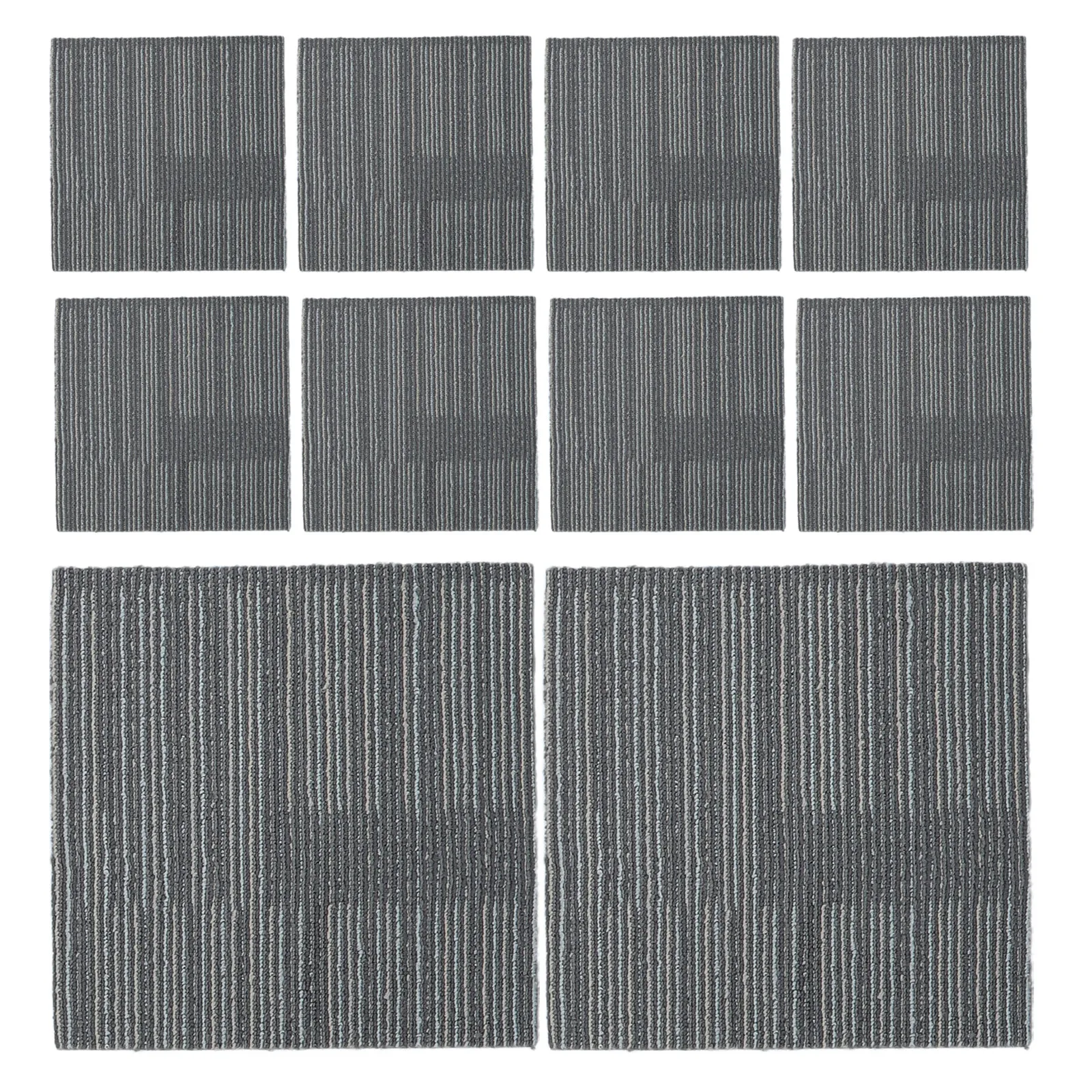 10Pcs Carpet Tiles Heavy Duty Self Adhesive Fireproof Peel Stick Floor Covering Tiles 11.8 Inch Soft Cushioning Noise Insulation