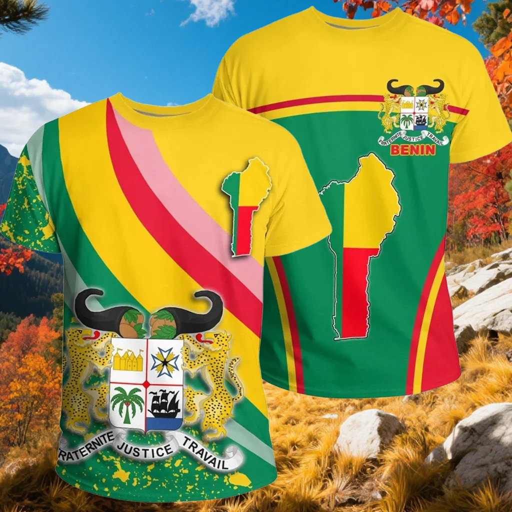 

Быстросохнущая дышащая футбольная тренировочная футболка с круглым вырезом для взрослых и детей, новый топ для бега на открытом воздухе с принтом Benin Element