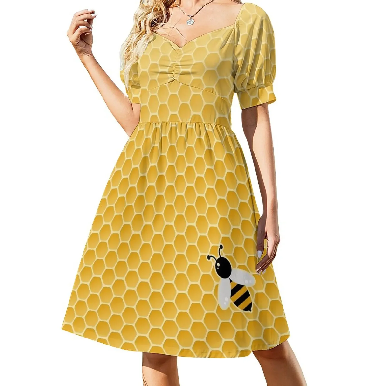 

Bee-autiful Short-Sleeved Dress evening dresses women summer dress daily summer women's suit women's evening dress 2025