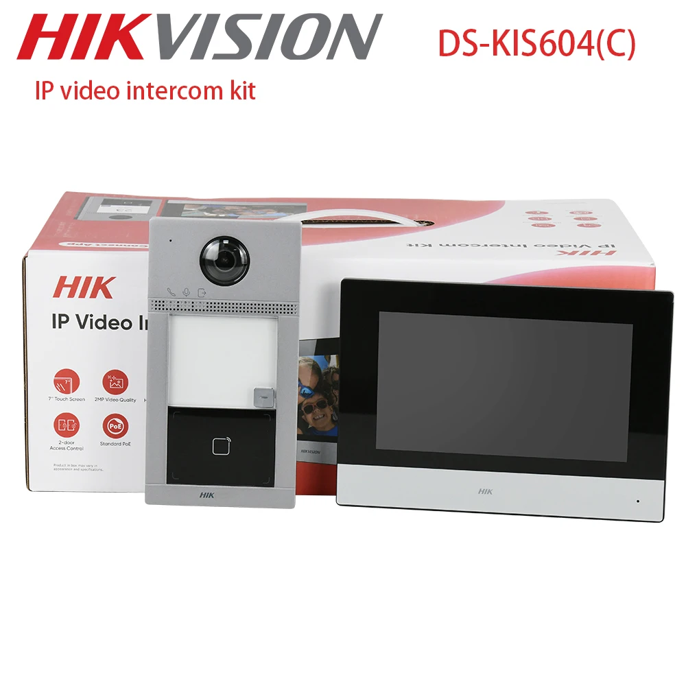 Hikvision IP video intercom kit DS-KIS604-S(C) DS-KV8113-WME1(C) DS-KH6320-WTE 4ch PoE switch DS-KABV8113-RS/Surface