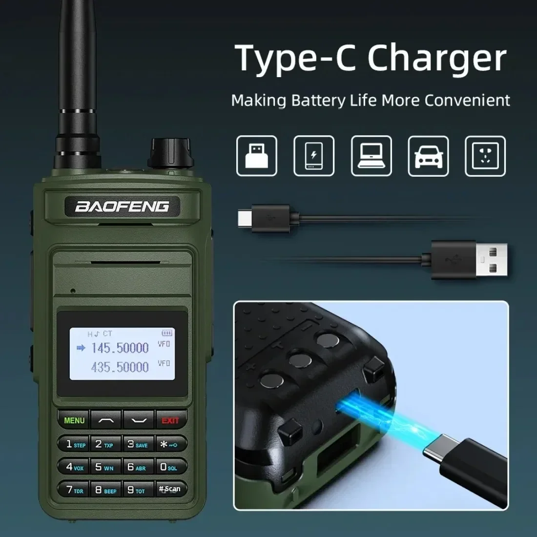BAOFENG P15UV Walkie Talkie 10W Daya Tinggi Jangkauan Jauh Dual Band FM 999 Saluran Transceiver HF Genggam Radio Dua Arah 2025