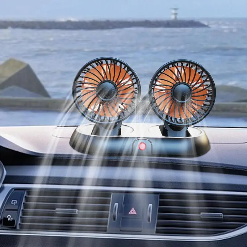

Fan For Car 3 Speeds Dashboard Double Head Cooler Electric 3-Speed Double Head Low Noise Strong Dashboard Cooling Fans