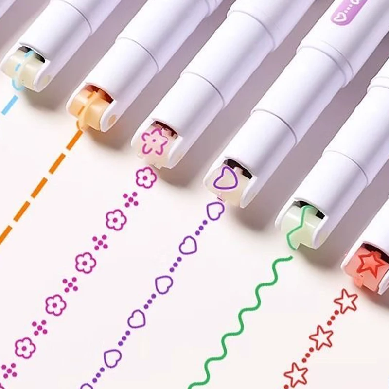 Lace outline pen, curved line pen, fluorescent highlighter, roller marker pen, doodling journal pen image 4