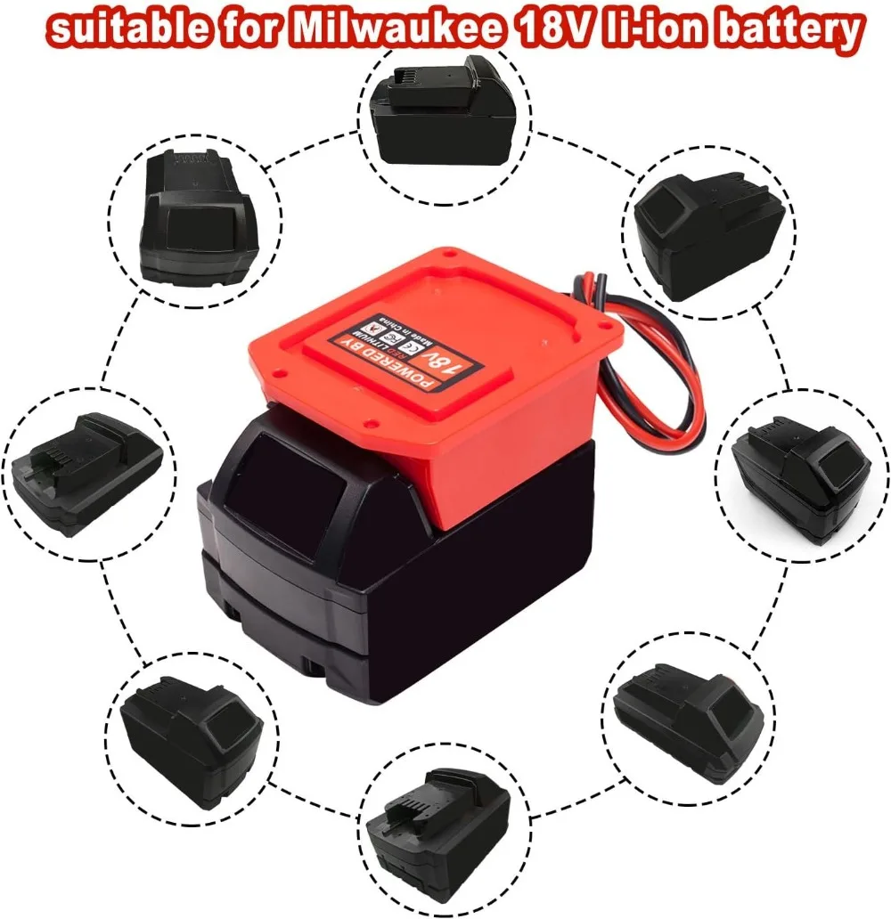 Per ruota motrice Adattatore batteria per Milwaukee 18V con cavo ponticello portatile da 6FT Caricabatteria per auto Avviatore di emergenza per utensile elettrico
