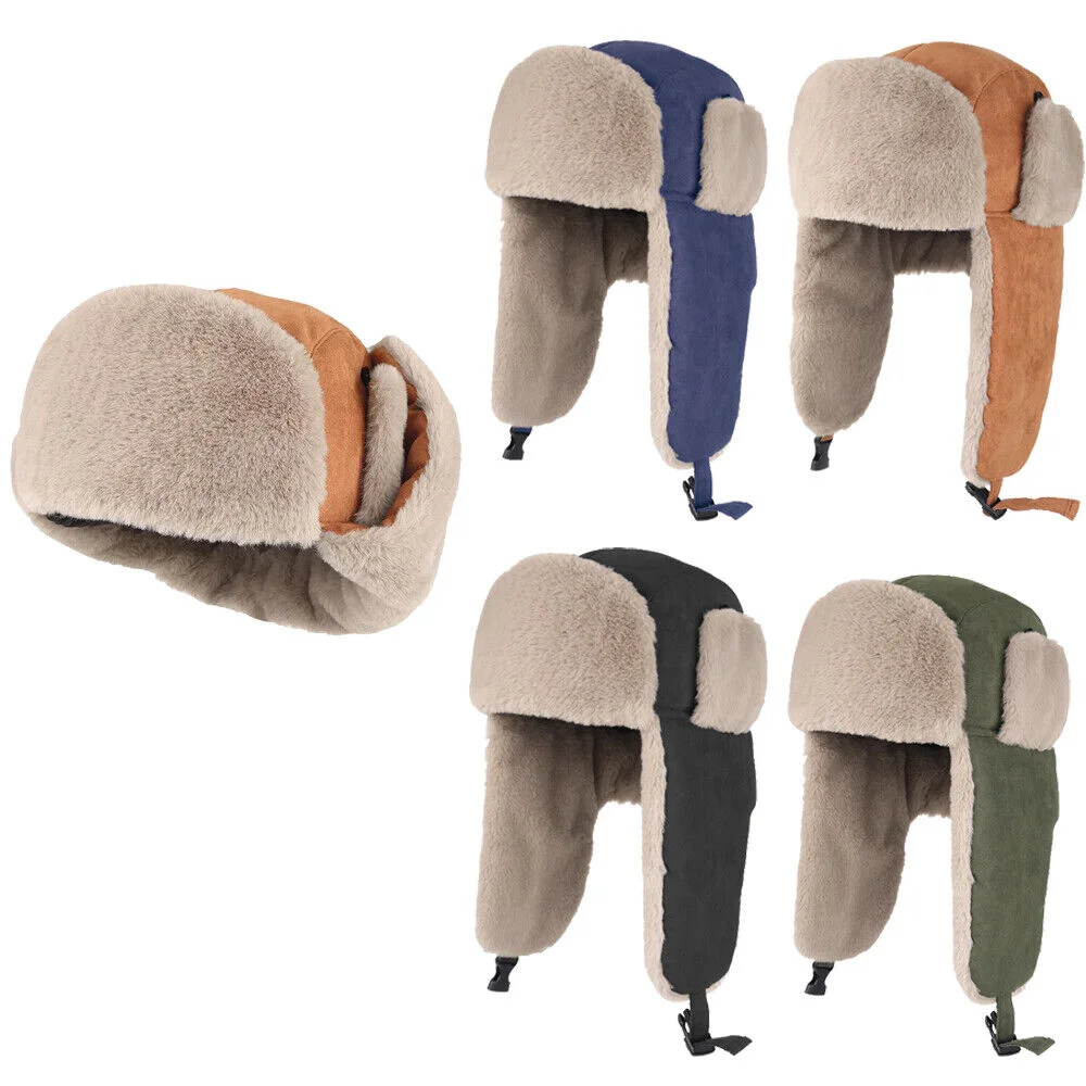 Fleece Hat Warm Ear Flaps Ski Cap Outdoor Sport Winter Thermal Hat for Men Women