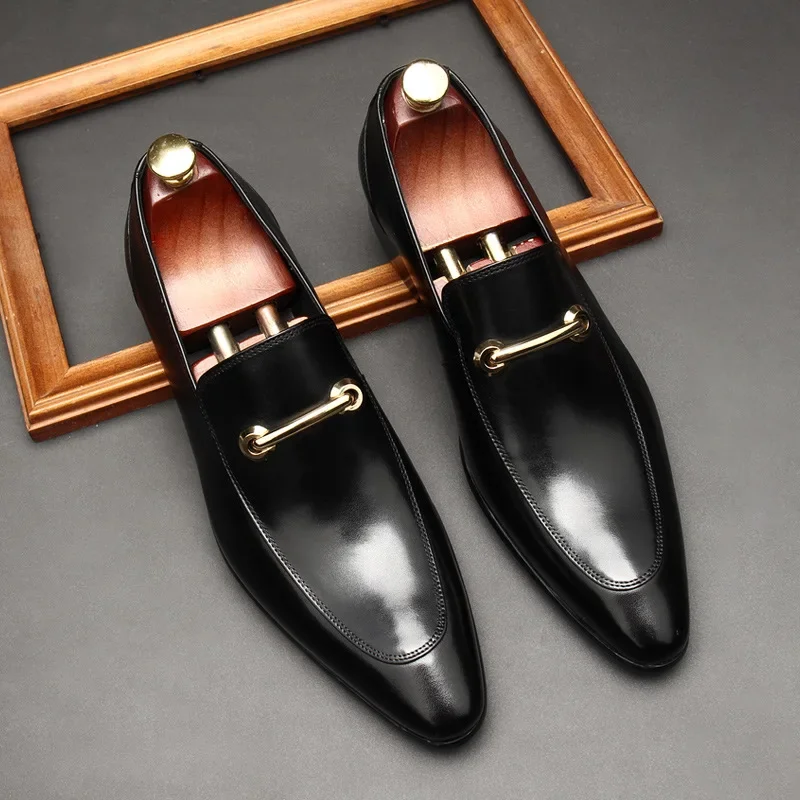 

New Men's Casual Leather Shoes, Men's Pointed British Business Men's Shoes, Trendy Leather, Fashion Gloves, Foot Shoes