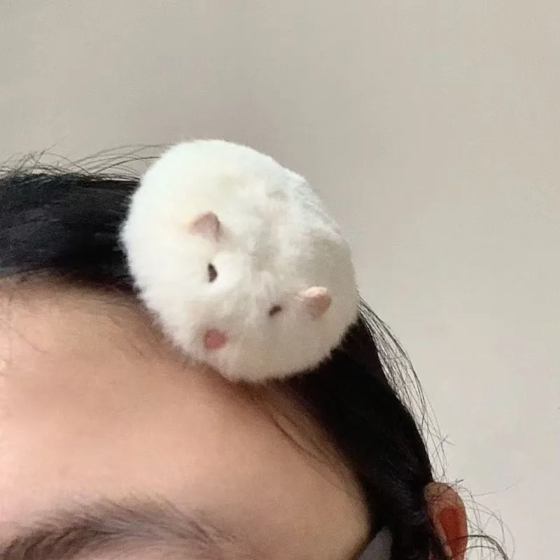 Mouse Hairpin Creativity Cartoon Hamster Modeling Hair Clip for Bangs New Fashion Exquisite Simulation Modeling Hairpin Gifts