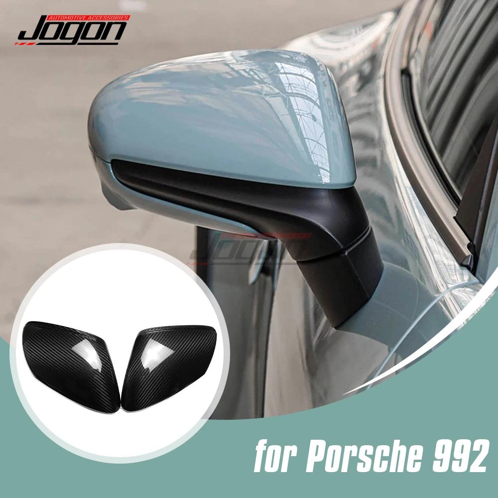 LHD Dry Carbon Replacement Exterior Car Side Wing Rear View Mirror Caps Cover Trim For Porsche 911 Taycan Series 992 2019-2024