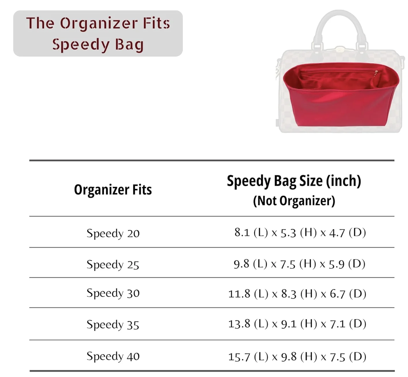 منظم متوافق مع حقيبة سريعة، 20، 25، 30، 35، 40 محفظة، بطانة حريرية من الجلد النباتي المقاوم للماء مع جيب بسحاب #2