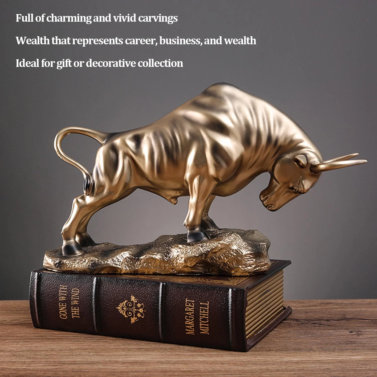 Bull Sculpture Resin Feng Shui Ox Figurine For Chinese Souvenirs Gifts Decor