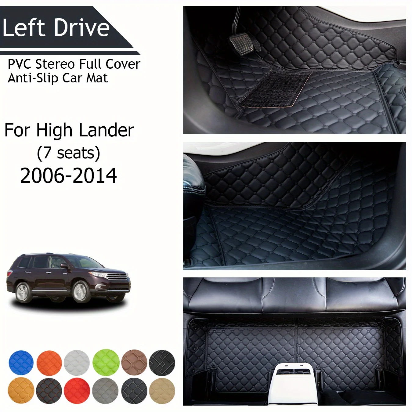 

TEGART 【LHD】For Toyota For High Lander(7 seats) 2006-2014 Three Layer PVC Stereo Full Cover Anti-Slip Car Mat