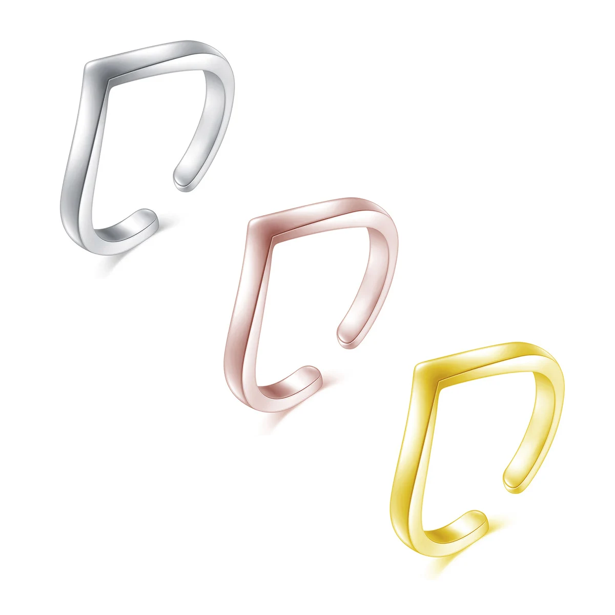 3pc Adjustable Bow Hollow Lotus Design Toe Ring Set