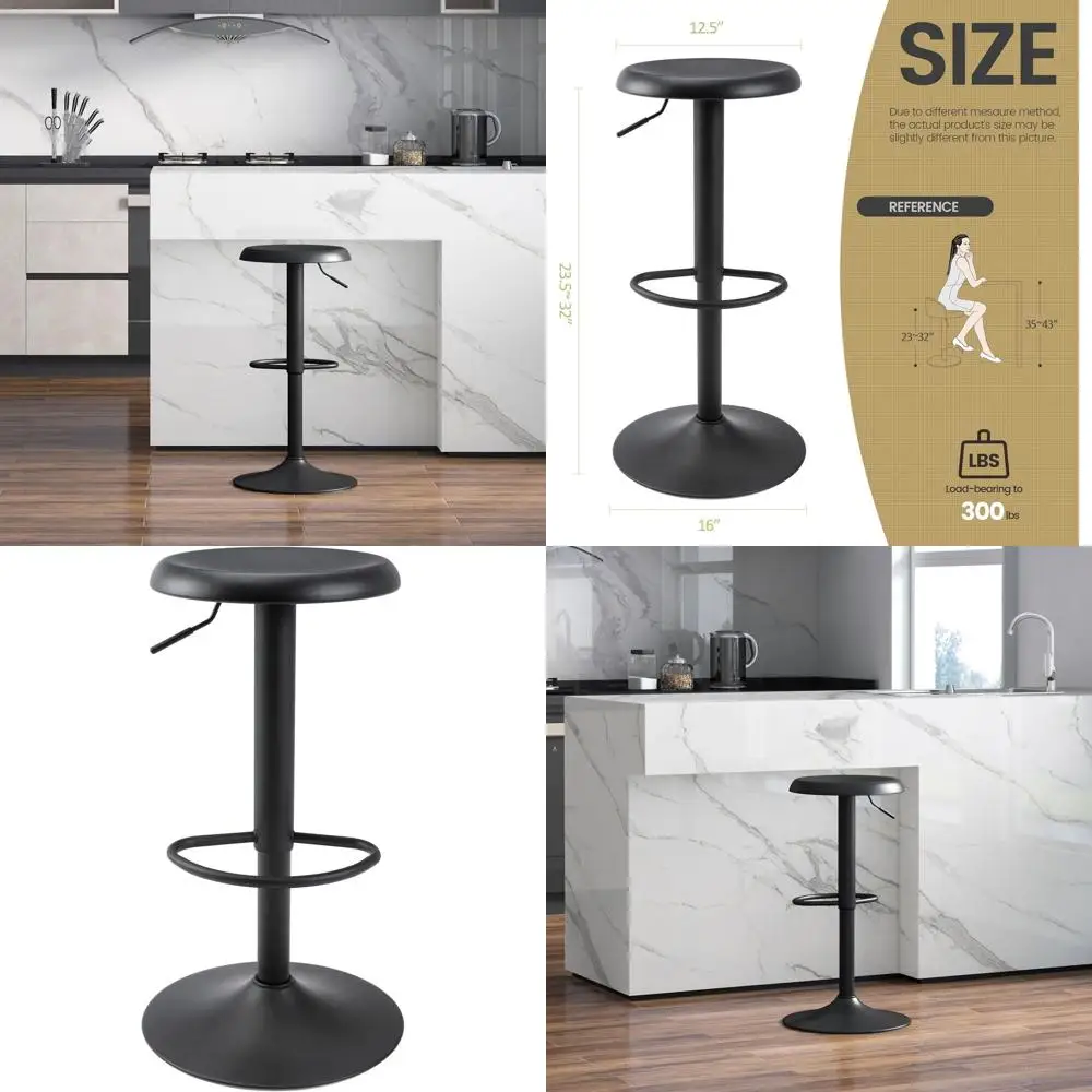 

Adjustable Bar Stools Set of 2 Swivel Round Metal Airlift Barstools Backless Counter Height Bar Chairs for Kitchen Dining Room