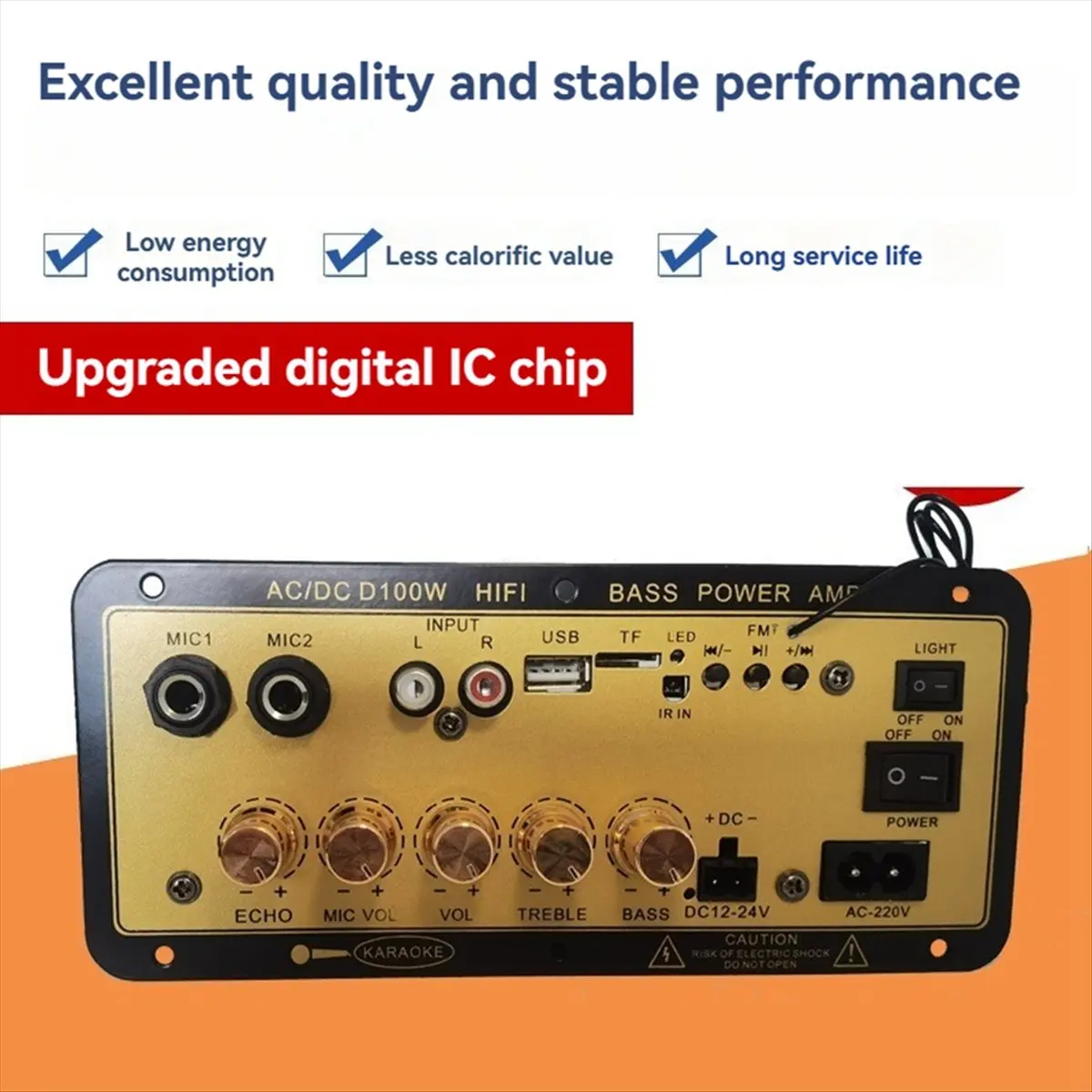 DT81 D100W Bluetooth Amplifier Board with Optical Audio Input Hifi Karaoke Amplifier Home/Car Amplifier Board US Plug view 3