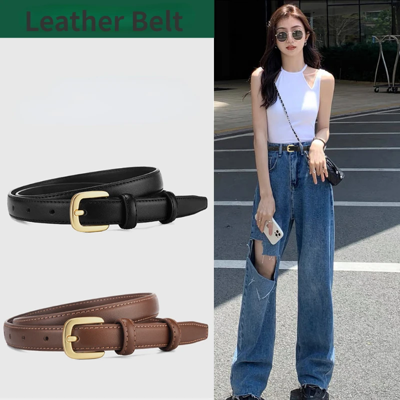 Fashion Echtes Leder Legierung Nadel Schnalle Schwarz Gürtel frauen Jeans Zubehör Koreanische Version Dünne Taille Gürtel Studenten Sommer