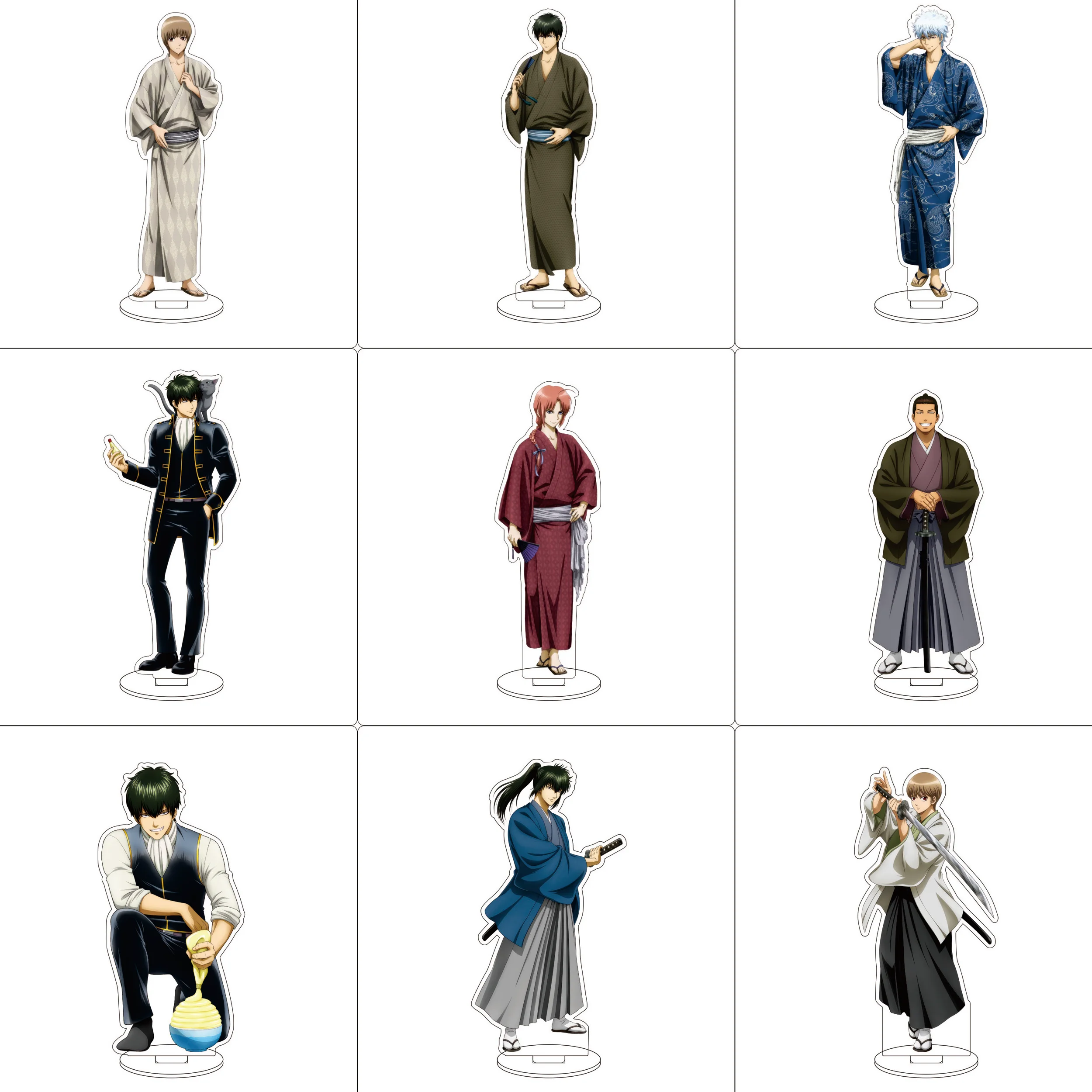 16CM Anime Gintama Cosplay Acrylic Stand Ornaments Kagura Kondou Isao Katsura Kotarou Sakata Gintoki Figure Stand Gifts