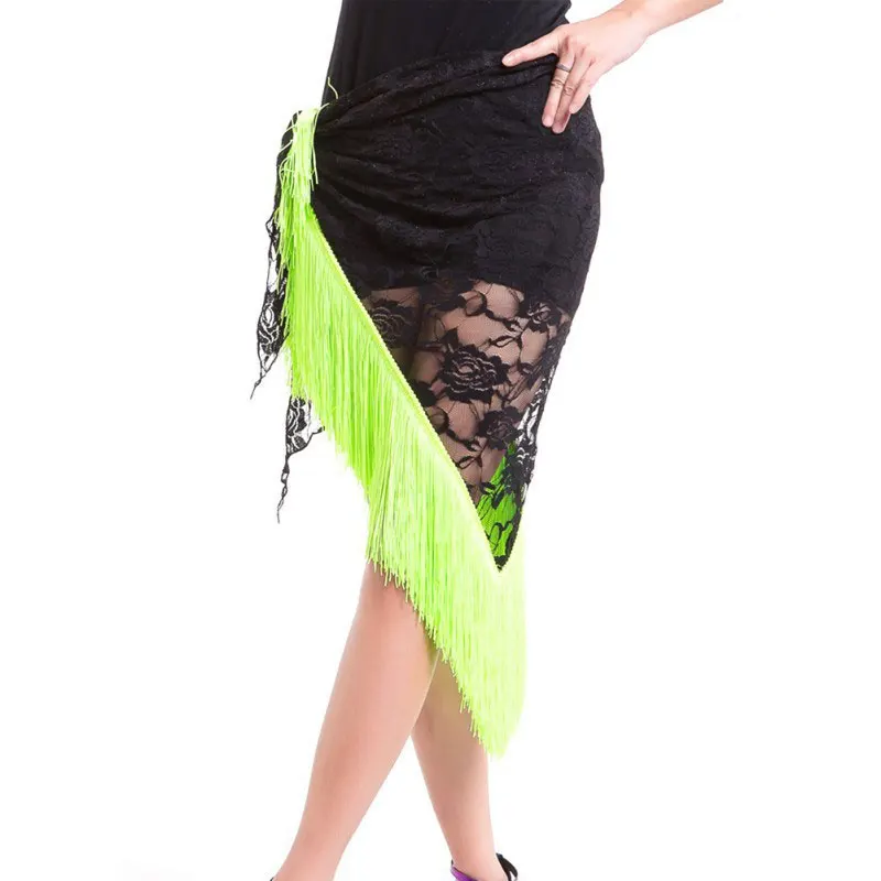 Sexy Lace Shawl Hip Triangle Towel Latin Dance Tassel Hip Scarf Fringed Waist Belly Dance Hip Triangular Waist Chains Accessory