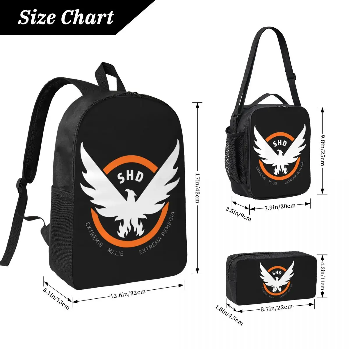 

The Division 2 Shd Strategic Homeland Division Backpack BookBag School Bag Shoulder Bags 3ps Insulated Lunch Bag Pencil Case