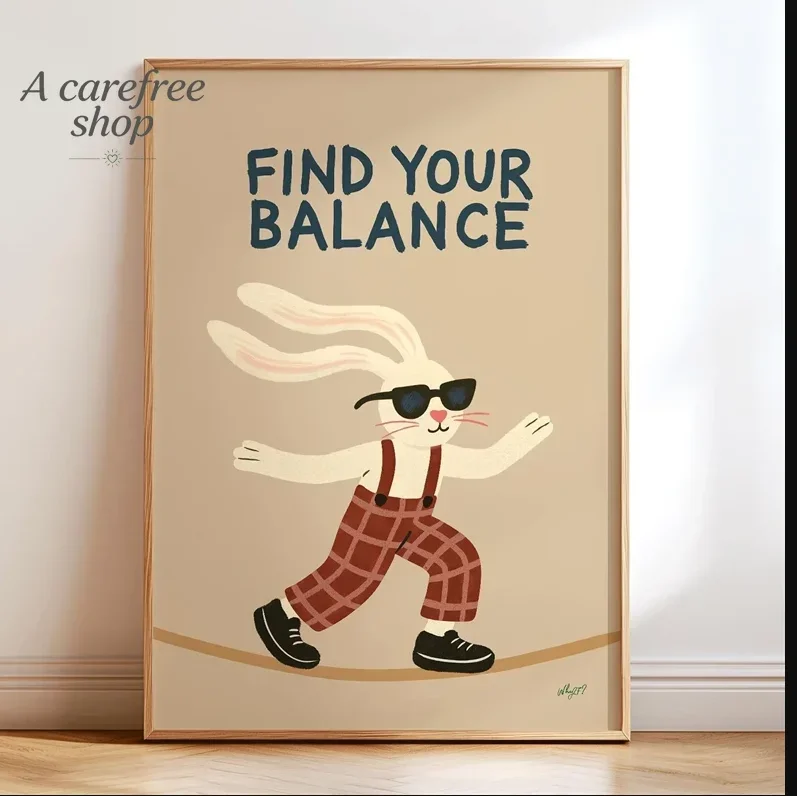 Colorful Cartoon Animal Canvas Wall Art, Quote Poster, Unframed Kids Room Nursery Decor, Cute Rabbit Unicorn Zebra Wall Paint