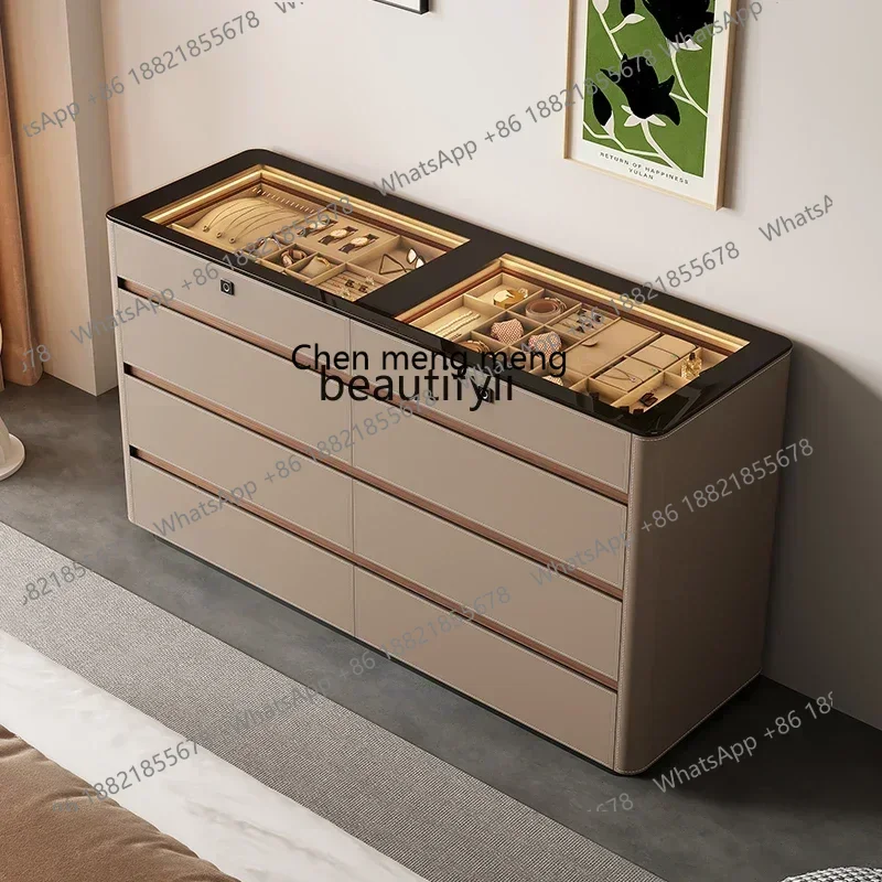 SS نمط جديد ss7486 غرفة نوم نهاية السرير، أدراج الحائط المنزلية، أقفال بصمات الأصابع، خزائن التخزين، تواليت، عرض المجوهرات #2