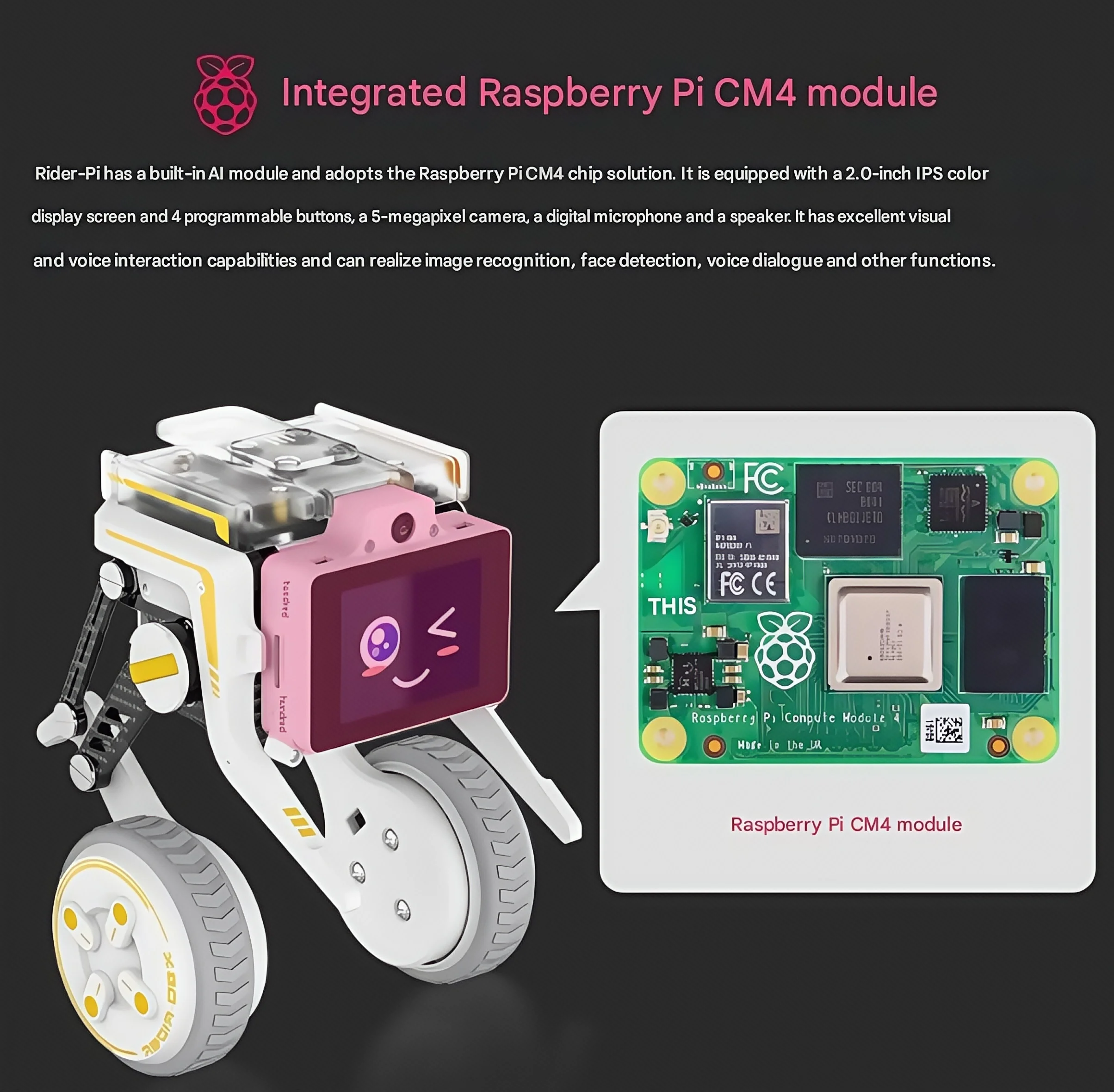 روبوت عجلة القدم AI التعرف البصري بعجلتين سيارة التوازن الذاتي بيونيك الميكانيكية الكلب بيثونون التوت بي CM4