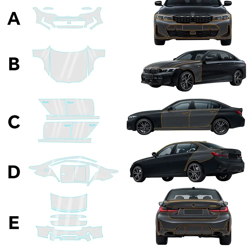 สำหรับ BMW ซีรีส์ 3 G20 2023-2025 ฟิล์มกันรอยสีรถยนต์ TPU 9Mil แบบตัดสำเร็จรูป PPF ชุดบอดี้รถยนต์ ใส ป้องกันรอยขีดข่วน มองไม่เห็น