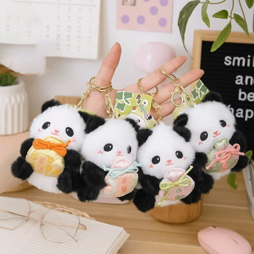 PP algodão panda chinês chaveiro jóias coelho panda urso pelúcia panda boneca chaveiro ins coleção pingente de animal de pelúcia