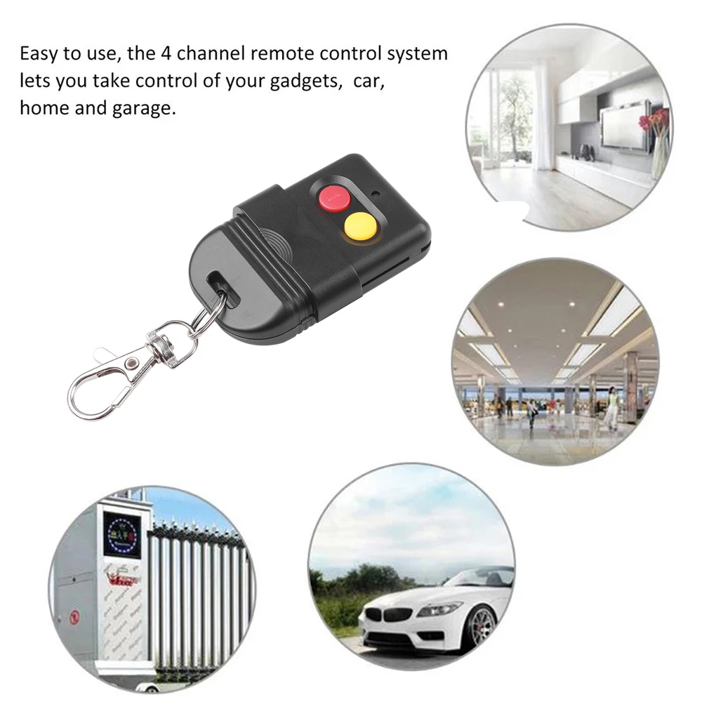 8 Dip Switch 433Mhz Smart Copy Remote Control Fixed Code 2CH Duplicator for Gate Garage Door Opener or Alarm System 330MHz