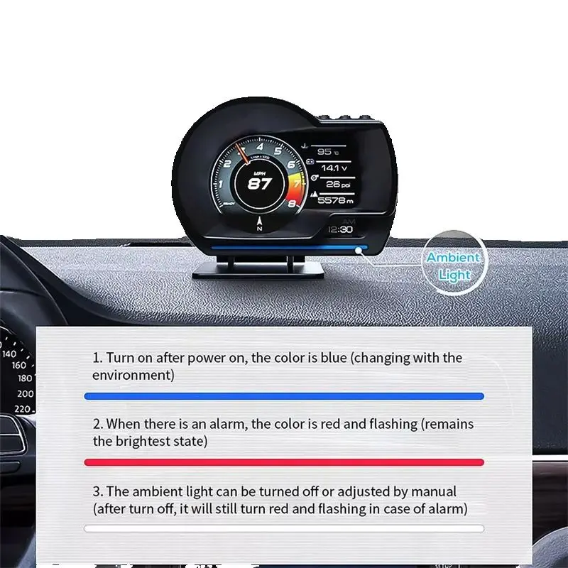 

Universal OBD2&GPS Double Systems Meter Speedometer Head Up Display Muti-function Gauge Water Temp Turbo Car Accessories HUD P6