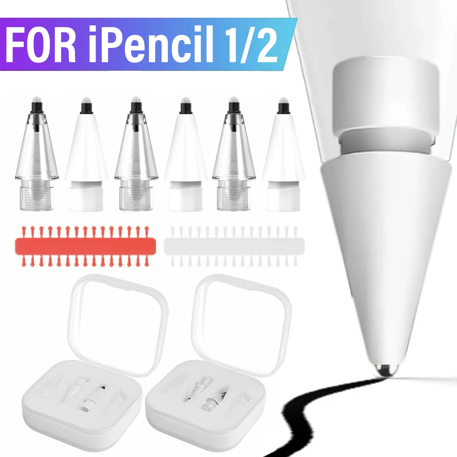 

Detachable Silicone Replacement Pencil Nibs For iPencil 1st 2nd Generation No Wear Precise Control Stylus Tips for iPhone iPad