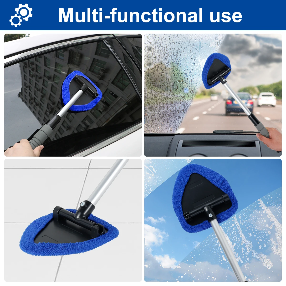 Car Window Cleaner Brush Kit Windshield Wiper Cleaning Brush Auto Cleaning Wash Tool Extendable Handle Car Cleaner Mop Washing