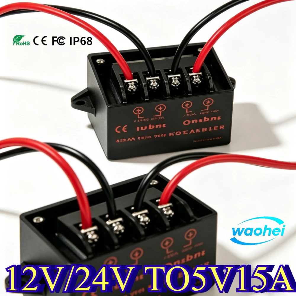 12V/24V to 5V 12V to 5V 24V to 5V 5A 10A 15A DC Step Down Reducer Converter Regulator Car Step-down Module CE Certified ROHS