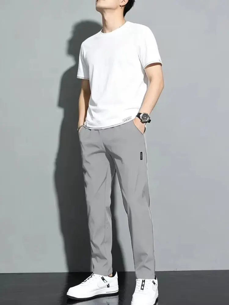 Korean Style Slim Fit Ice Silk Pants For Men Quick Dry Lightweight Business Casual Trousers 34 S19bc400aed8f4f1b8cc07238fc5ae74an