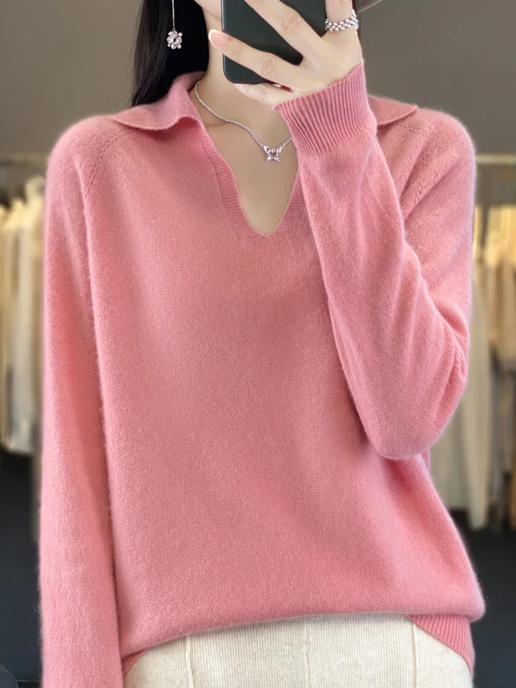 ANGEL Frauen Drehen Unten Kragen Pullover Frühling Herbst Winter Kaschmir Pullover Neue Casual Kleidung 100% Merino Wolle Strickwaren Top