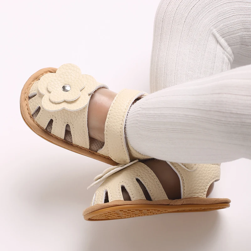 0-18M Baby Cute Open Toed Pre School Summer Sandals Black Princess Casual Soft Rubber Bottom Non Slip Single Shoes Women's