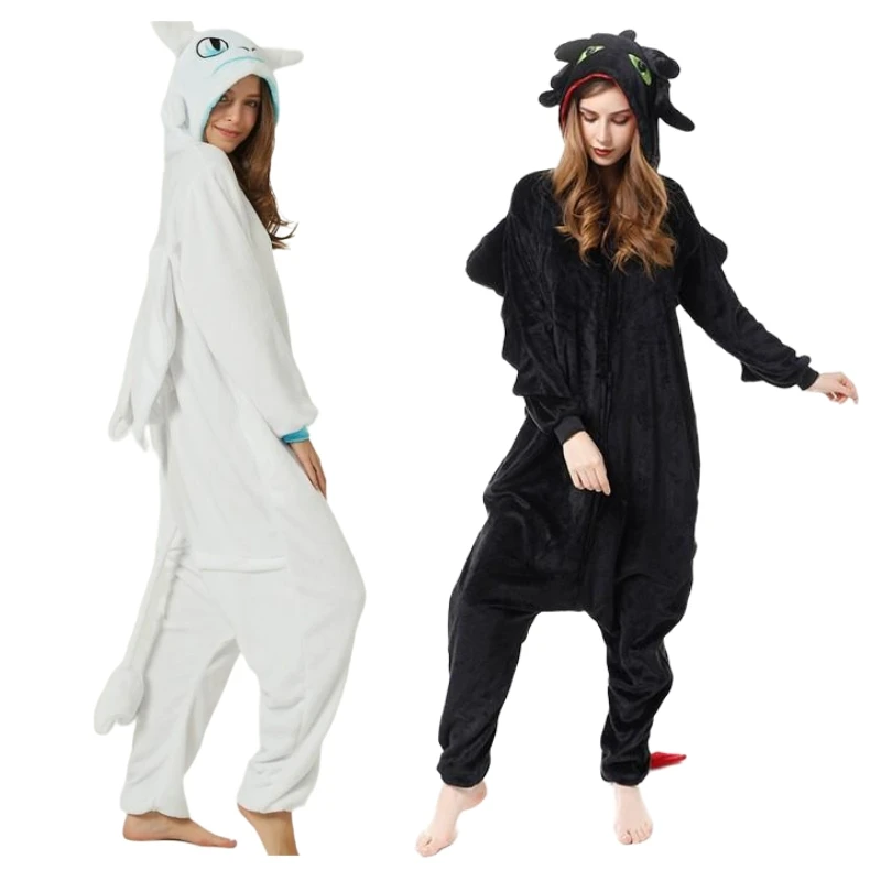 Onesie Costumes Animal Dragon Jumpsuit Hooded Sleepwear Cartoon Cosplay Costume Men Nightgown Pajamas for Unisex Adults Homewear