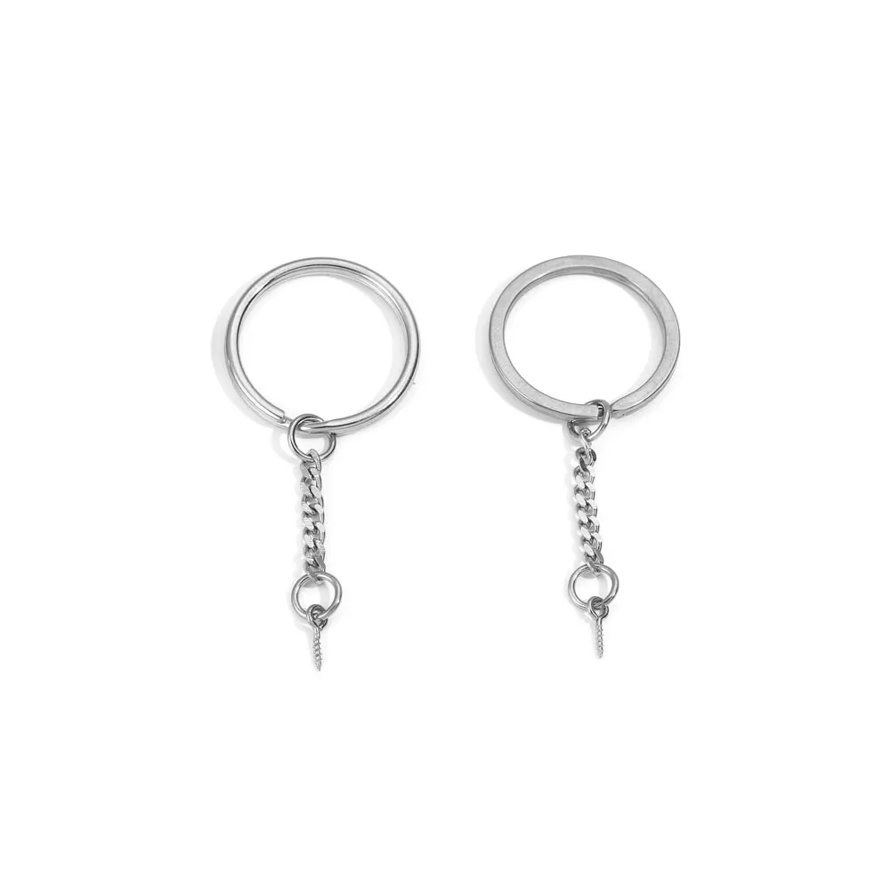 5pcs Key Chain Stainless Steel Keyrings Blank Keychain Pendants Accessories DIY Key Ring With Screw Pin Accessories Wholesale