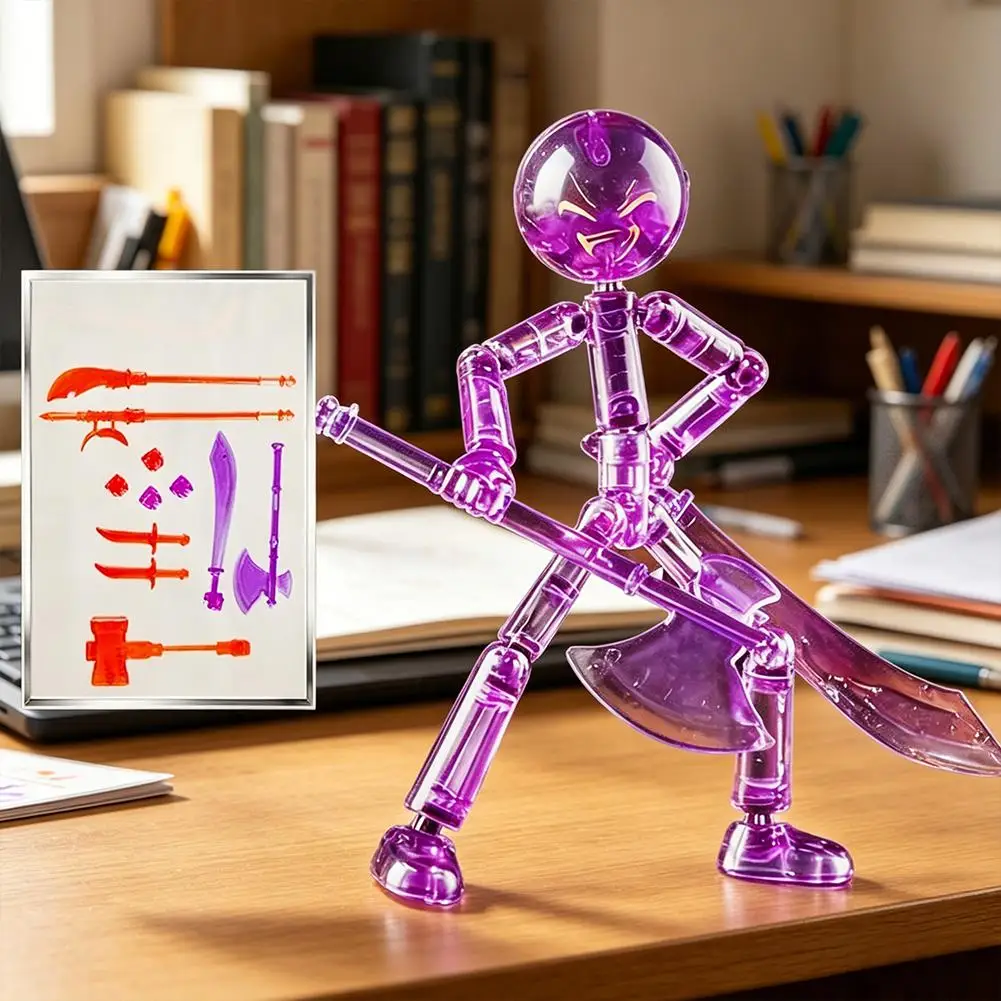 Movable Multi-jointed Action Figure Decorative Creative DIY Assembly Stickman Robot Home Office Desk Ornament Festival Gift
