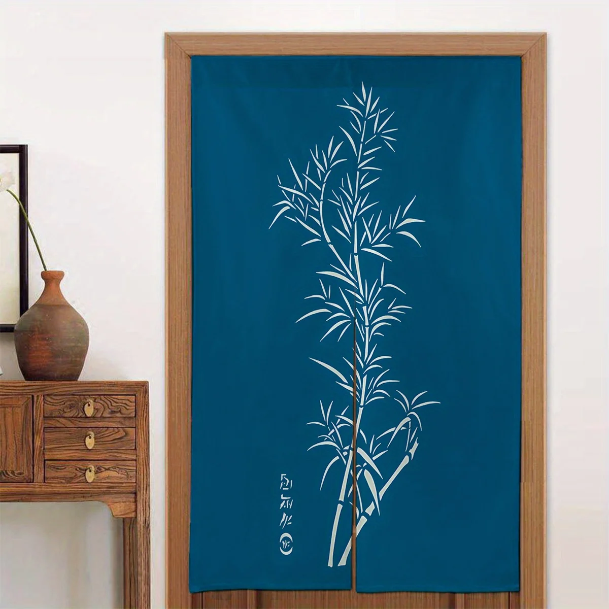 

1 шт. дверная занавеска в японском стиле с элегантным бамбуковым дизайном, простая установка кармана на стержне, размер 34x56 дюймов — идеально подходит для комнаты/E