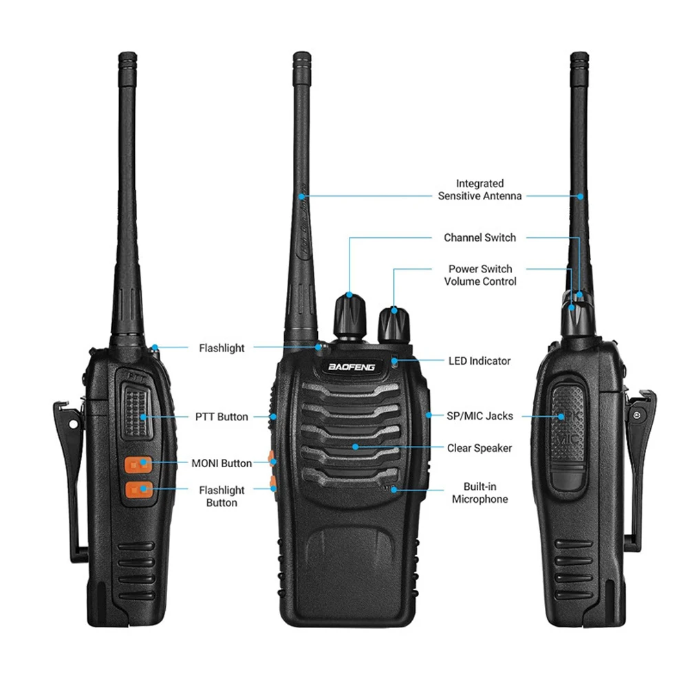 2/4 шт. рация Baofeng BF-888S UHF 16CH BF888S 2-сторонняя любительская портативная радиоприемопередатчик приемник BF 888S для строительства отеля
