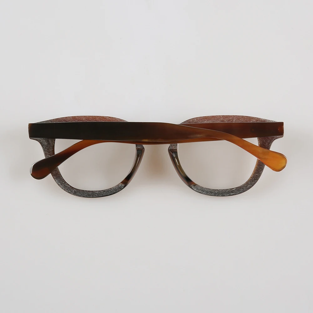 Eyeglass Frames Uniquer Handmade Light Coffee Horn Prescription Man Glasses Frames Vintage Rough Oversize Optical Lenses Eyewea