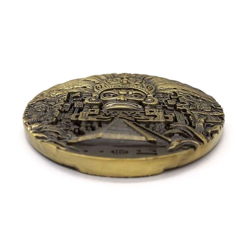 Big Size 8CM Antique Mexican Mayan Aztec Calendar Souvenirs Predict Commemorative Coins Art Collection Lucky Challenge Gifts