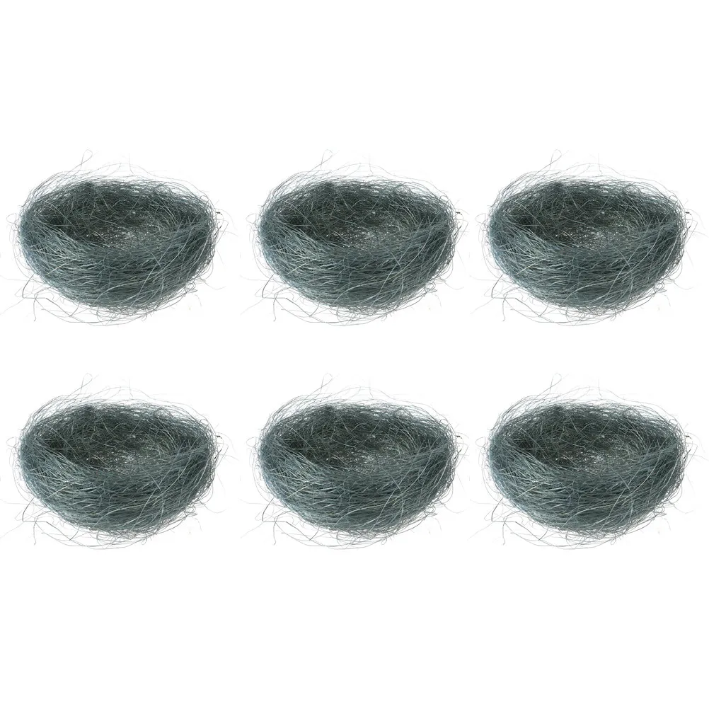 

Набор из 6 искусственных куриных гнезд из конопляной нити для декора, пасхальных украшений, домашних вечеринок, DIY-проектов, микроландшафтов, серый цвет